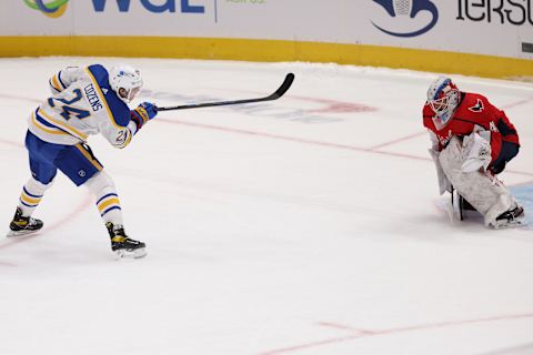 Buffalo Sabres center Dylan Cozens (24). Mandatory Credit: Geoff Burke-USA TODAY Sports