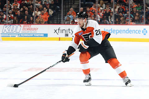 PHILADELPHIA, PENNSYLVANIA – NOVEMBER 19: Sean Walker #26 of the Philadelphia Flyers   (Photo by Tim Nwachukwu/Getty Images)