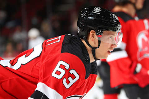 Jesper Bratt #63 of the New Jersey Devils. (Photo by Rich Graessle/Getty Images)