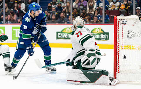 Alex Chiasson #39 of the Vancouver Canucks. (Photo by Rich Lam/Getty Images)