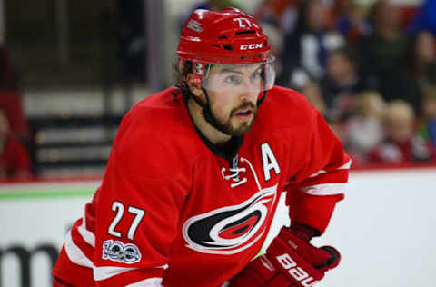 NHL Power Rankings: Carolina Hurricanes defensemen Justin Faulk (27) watches the play against the Edmonton Oilers at PNC Arena. the Carolina Hurricanes defeated the Edmonton Oilers 2-1. Mandatory Credit: James Guillory-USA TODAY Sports