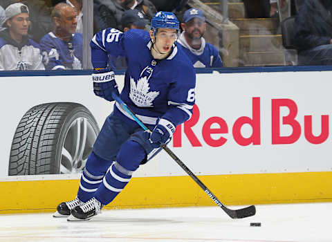 TORONTO, ON – OCTOBER 25: Ilya Mikheyev #65 of the Toronto Maple Leafs. (Photo by Claus Andersen/Getty Images).