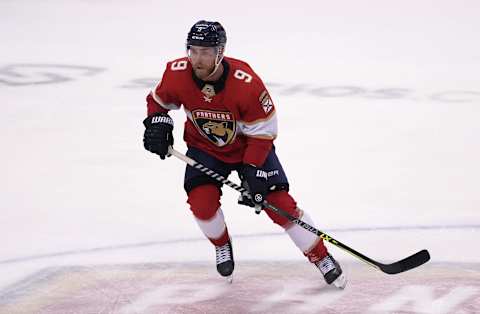 Oct 16, 2021; Sunrise, Florida, USA; Florida Panthers center Sam Bennett (9) skates on the ice during the third period against the New York Islanders at FLA Live Arena. Mandatory Credit: Jasen Vinlove-USA TODAY Sports