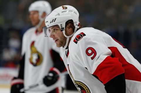 Nov 9, 2016; Buffalo, NY, USA; Ottawa Senators right wing Bobby Ryan (9) against the Buffalo Sabres at KeyBank Center. Mandatory Credit: Timothy T. Ludwig-USA TODAY Sports