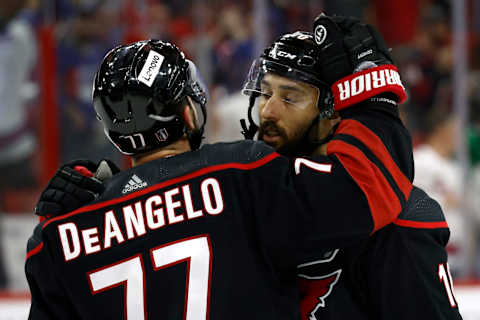 Tony DeAngelo and Vincent Trocheck, Carolina Hurricanes (Photo by Jared C. Tilton/Getty Images)