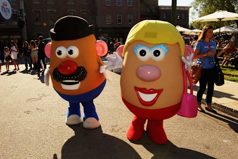 Mr. Potato Head and Mrs. Potato Head attend Variety’s Power of Youth presented by Hasbro, Inc. and generationOn at Universal Studios Backlot on July 27, 2013 in Universal City, California. (Photo by Rich Polk/Getty Images for Variety)