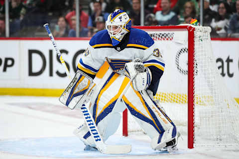 Ville Husso of the St. Louis Blues. (Photo by David Berding/Getty Images)