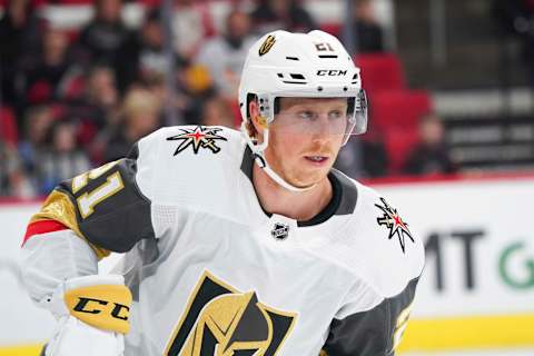 Vegas Golden Knights center Cody Eakin (21) (Mandatory Credit: James Guillory-USA TODAY Sports)