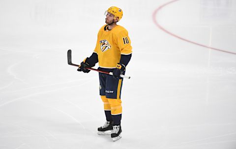 Nashville Predators center Colton Sissons (10)  Mandatory Credit: Christopher Hanewinckel-USA TODAY Sports