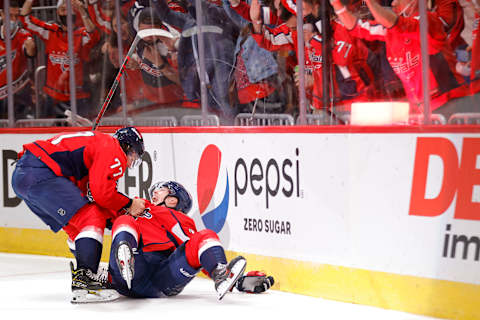 Hendrix Lapierre, T.J. Oshie, Washignton Capitals Mandatory Credit: Geoff Burke-USA TODAY Sports