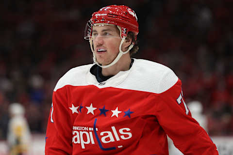 T.J. Oshie #77 of the Washington Capitals (Photo by Patrick Smith/Getty Images)