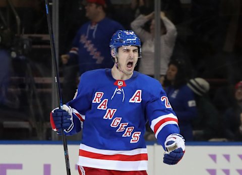 Chris Kreider #20 of the New York Rangers. (Photo by Bruce Bennett/Getty Images)