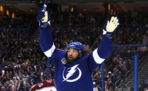 TAMPA, FLORIDA – JUNE 20: Pat Maroon #14 of the Tampa Bay Lightning . (Photo by Bruce Bennett/Getty Images)