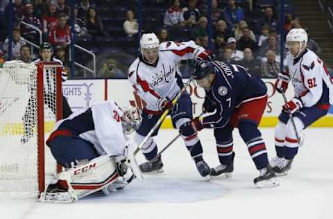 NHL Power Rankings: Washington Capitals goalie Philipp Grubauer (31) makes a save against Columbus Blue Jackets defenseman Jack Johnson (7) during overtime at Nationwide Arena. Columbus beat Washington in overtime 3-2. Mandatory Credit: Russell LaBounty-USA TODAY Sports