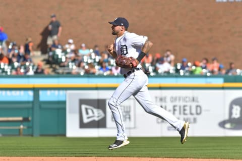 DETROIT, MI – JULY 07: Nicholas Castellanos #9 of the Detroit Tigers runs across the field during the game against the Texas Rangers at Comerica Park on July 7, 2018 in Detroit, Michigan. The Tigers defeated the Rangers 7-2. (Photo by Mark Cunningham/MLB Photos via Getty Images)