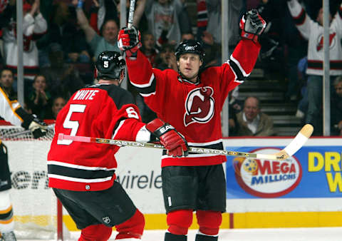 Alexander Mogilny #89 of the New Jersey Devils. (Photo by Jim McIsaac/Getty Images)