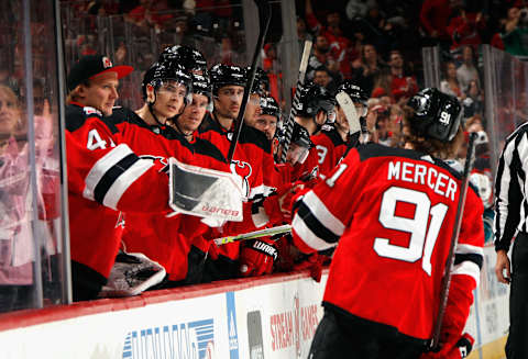 Dawson Mercer #91 of the New Jersey Devils. (Photo by Bruce Bennett/Getty Images)