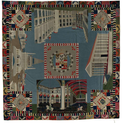 Holy Roman Empire Intarsia Quilt, Artist unidentified, Prussia or Austria, 1846–1851