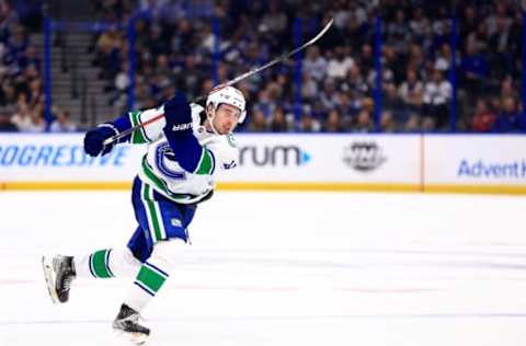 Quinn Hughes #43, Vancouver Canucks (Photo by Mike Ehrmann/Getty Images)