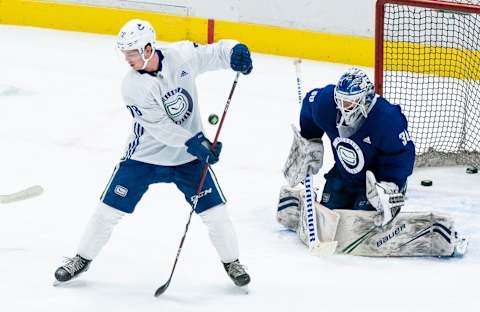 Kole Lind of the Vancouver Canucks. (Photo by Rich Lam/Getty Images)