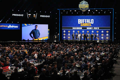 NASHVILLE, TENNESSEE – JUNE 28: Zach Benson is selected by the Buffalo Sabres with the 13th overall pick during round one of the 2023 Upper Deck NHL Draft at Bridgestone Arena on June 28, 2023 in Nashville, Tennessee. (Photo by Bruce Bennett/Getty Images)