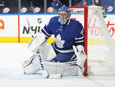 TORONTO, ON – FEBRUARY 17: Frederik Andersen #31 of the Toronto Maple Leafs  . (Photo by Claus Andersen/Getty Images)