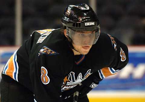 KRT STAND ALONE PHOTOGRAPH BY GEORGE BRIDGES/KRT (November 16) Washington’s Alex Ovechkin (8) is shown during a game against the Tampa Bay Lightning on Tuesday, November 15, 2005, in Washington, DC. (Photo by George Bridges/MCT/MCT via Getty Images)