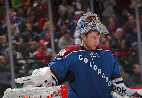 DENVER, CO – APRIL 05: Goaltender Semyon Varlamov #1 of the Colorado Avalanche skates against the Columbus Blue Jackets at the Pepsi Center on April 5, 2012 in Denver, Colorado. Columbus beat Colorado 5-2. (Photo by Michael Martin/NHLI via Getty Images)