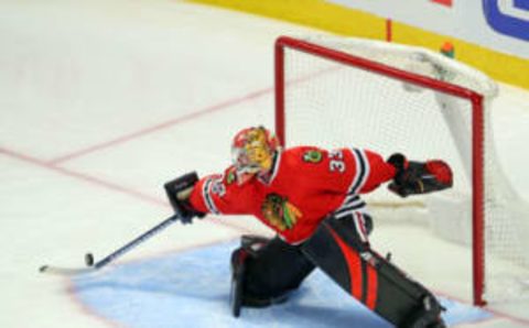 Mar 1, 2017; Chicago Blackhawks goalie Scott Darling (33) (Dennis Wierzbicki-USA TODAY Sports)