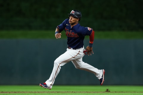 MINNEAPOLIS, MN – AUGUST 04: Jorge Polanco #11 of the Minnesota Twins advances to third base on a double by teammate Nick Gordon #1 against the Toronto Blue Jays in the sixth inning of the game at Target Field on August 4, 2022 in Minneapolis, Minnesota. The Blue Jays defeated the Twins 9-3. (Photo by David Berding/Getty Images)