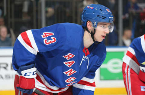 NEW YORK, NY – MARCH 01: Libor Hajek #43 of the New York Rangers skates against the Montreal Canadiens at Madison Square Garden on March 1, 2019 in New York City. (Photo by Jared Silber/NHLI via Getty Images)