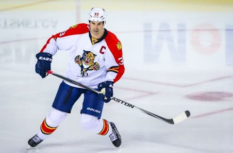 Florida Panthers defenseman Willie Mitchell (33) skates against the Calgary Flames. Mandatory Credit: Sergei Belski-USA TODAY Sports