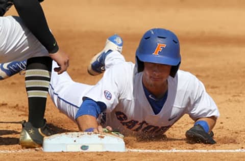 14 MAY 2016: Jonathan India of the Gators during the NCAA regular season game between Vanderbilt Commodores and the University of Florida Gators at Alfred A. McKethan Stadium in Gainesville, Florida. ((Photo by Cliff Welch/Icon Sportswire via Getty Images)