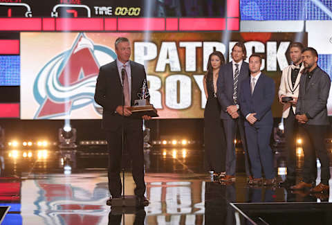 LAS VEGAS, NV – JUNE 24: Head Coach Patrick Roy of the Colorado Avalanche speaks onstage after winning the Jack Adams Award during the 2014 NHL Awards at the Encore Theater at Wynn Las Vegas on June 24, 2014 in Las Vegas, Nevada. (Photo by Andre Ringuette/NHLI via Getty Images)