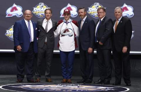 Jun 24, 2016; Buffalo, NY, USA; Tyson Jost poses for a photo after being selected as the number ten overall draft pick by the Colorado Avalanche in the first round of the 2016 NHL Draft at the First Niagra Center. Mandatory Credit: Timothy T. Ludwig-USA TODAY Sports