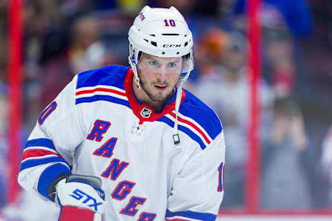 New York Rangers Winger J.T. Miller (Photo by Richard A. Whittaker/Icon Sportswire via Getty Images)