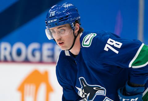 VANCOUVER, BC – MAY 03: Kole Lind #78 of the Vancouver Canucks during NHL action. (Photo by Rich Lam/Getty Images)