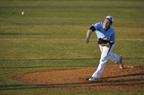 ASHBURN, VA – APRIL 8:JB Bukauskas pitches against Jefferson High School at Stone Bridge High School on April 8, 2014 in Ashburn, Va. Bukauskas, a junior at Stone Bridge, is currently scheduled to graduate school early and play baseball at North Carolina. Major league scouts crowd the backstop, shooting radar guns and clocking his fastballs in the 97-98 mph range. Stone Bridge beat Jefferson 13-0 in five innings on Tuesday night. (Photo by Ricky Carioti/The Washington Post via Getty Images)