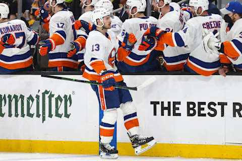 BOSTON, MA – JUNE 7: Mathew Barzal #13 of the New York Islanders   (Photo by Adam Glanzman/Getty Images)