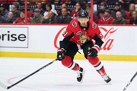 OTTAWA, ON – FEBRUARY 18: Artem Anisimov #51 of the Ottawa Senators skates against the Buffalo Sabres at Canadian Tire Centre on February 18, 2020 in Ottawa, Ontario, Canada. (Photo by Jana Chytilova/Freestyle Photography/Getty Images)