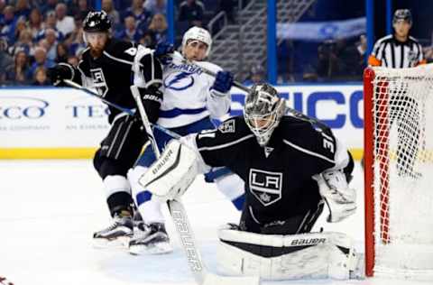 NHL Power Rankings: Los Angeles Kings goalie Peter Budaj (31) makes a save against the Tampa Bay Lightning during the second period at Amalie Arena. Mandatory Credit: Kim Klement-USA TODAY Sports