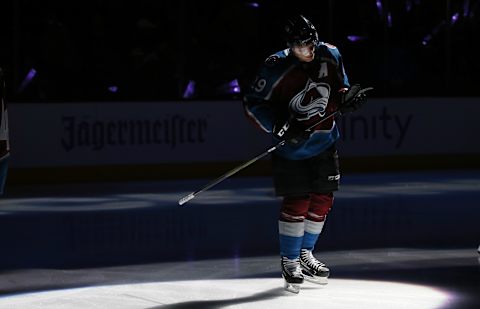 DENVER, CO – NOVEMBER 16: Nathan MacKinnon #29 of the Colorado Avalanche skates prior to the game against the Washington Capitals at the Pepsi Center on November 16, 2018 in Denver, Colorado. (Photo by Michael Martin/NHLI via Getty Images)