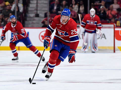 Sep 17, 2018; Montreal, Quebec, CAN; Montreal Canadiens forward Jacob De La Rose. Mandatory Credit: Eric Bolte-USA TODAY Sports