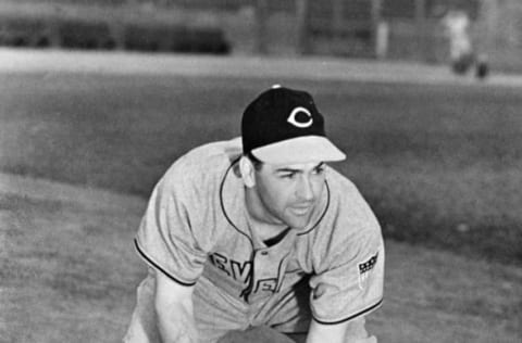 UNDATED: Lou Boudreau of the Cleveland Indians poses for an action portrait. Lou Boudreau played for the Indians from 1938-1950. (Photo by Photo File/MLB Photos via Getty Images)