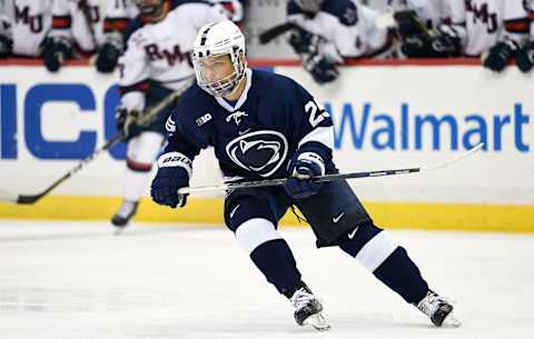 PITTSBURGH, PA – DECEMBER 08: Denis Smirnov #25 of the Penn State Nittany Lions skates in the third period during the game against the Robert Morris Colonials at PPG PAINTS Arena on December 8, 2017 in Pittsburgh, Pennsylvania. (Photo by Justin Berl/Getty Images)