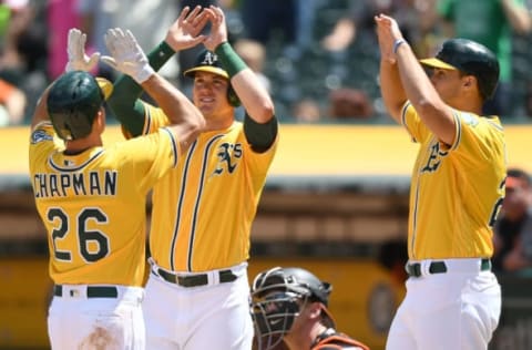 OAKLAND, CA – AUGUST 13: (L-R) Matt Chapman