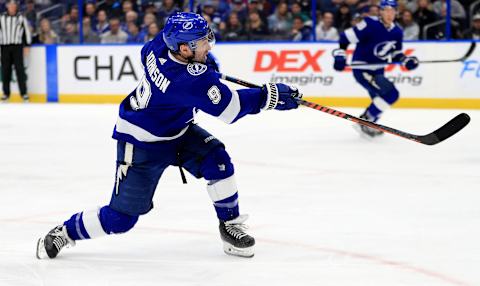 Tyler Johnson #9 of the Tampa Bay Lightning (Photo by Mike Ehrmann/Getty Images)