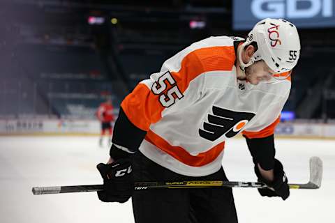 Samuel Morin has served as a development coach with the Philadelphia Flyers after injuries forced him to retire in 2022. (Photo by Patrick Smith/Getty Images)