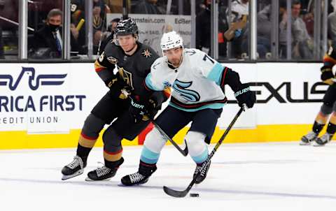 Pavel Dorofeyev for the Vegas Golden Knights. (Photo by Ethan Miller/Getty Images)