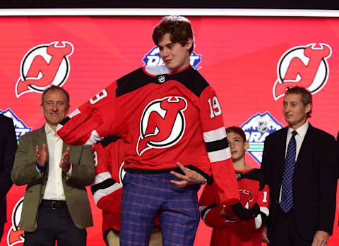 Jun 21, 2019; Vancouver, BC, Canada; Jack Hughes. Mandatory Credit: Anne-Marie Sorvin-USA TODAY Sports